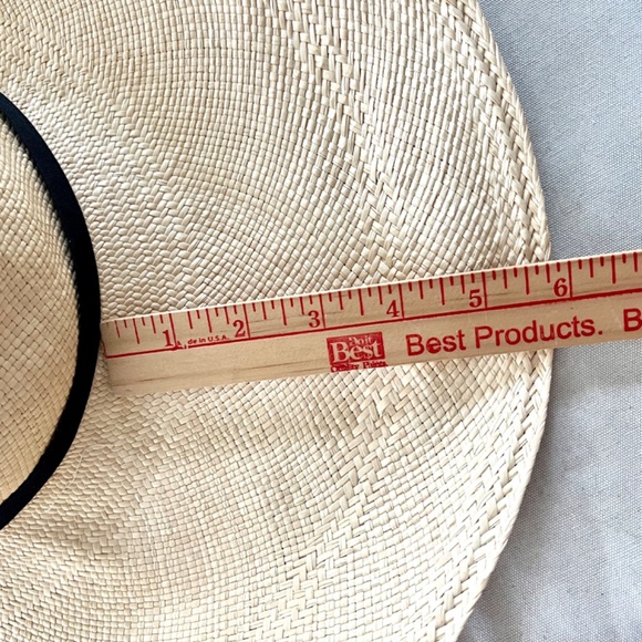 CUYANA Oversized Wide Brimmed Straw Hat in Natural with Black Band - 59 main image 4